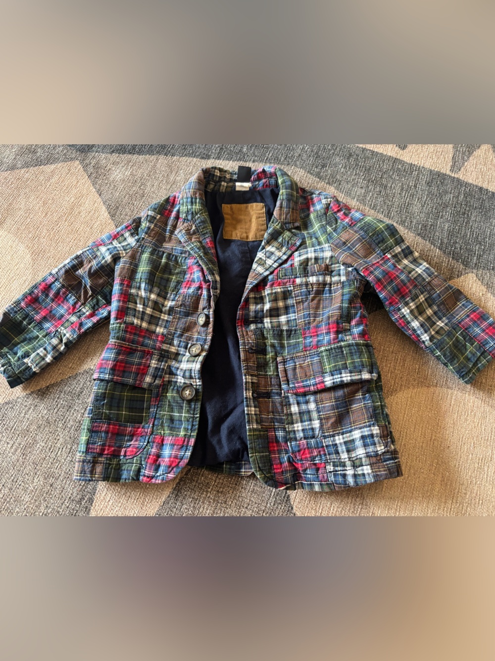Gap Kids Plaid Dinner Jacket with Elbow Patches